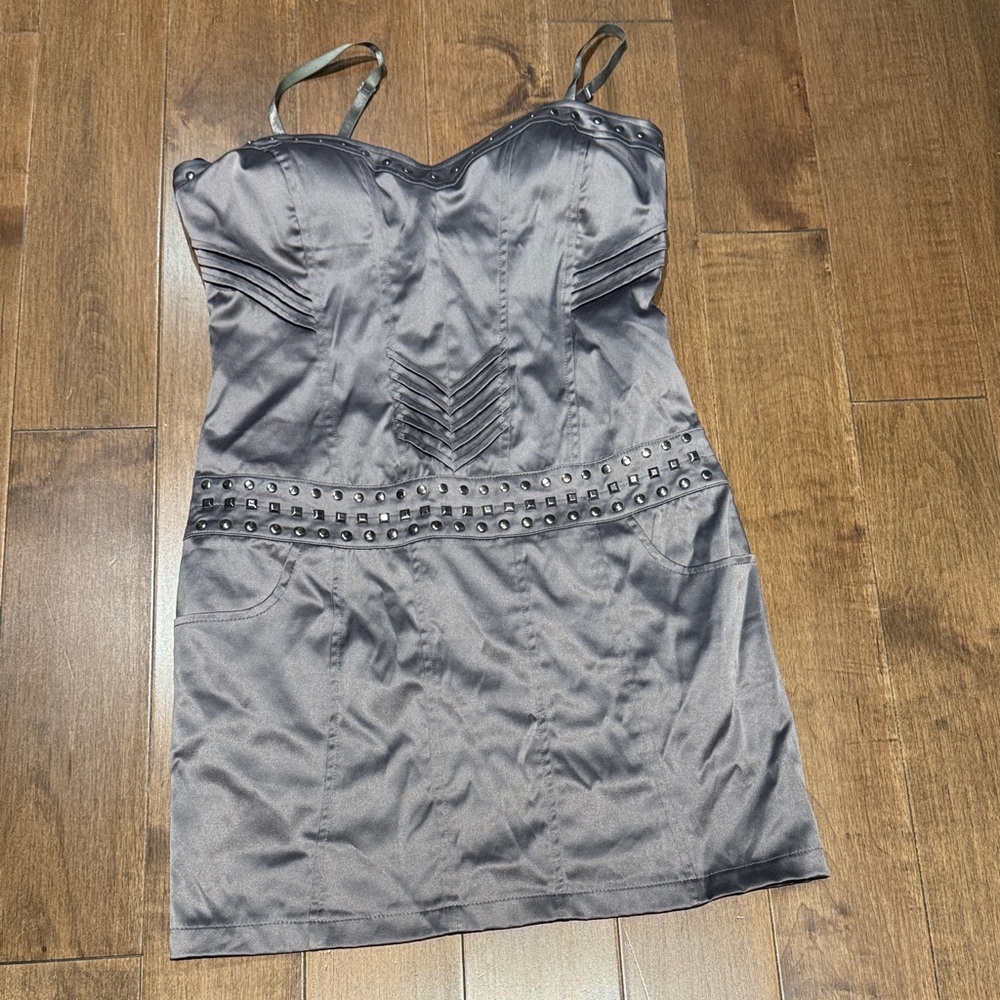 Elegant Gray Studded Dress